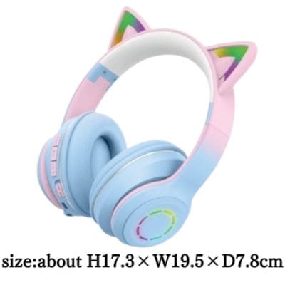[Blue Pink] Cat ear wireless headphones②