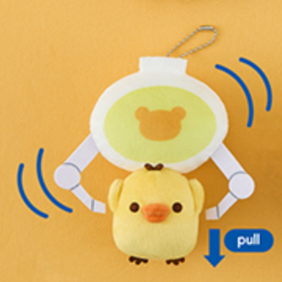 [Kiiroitori] Rilakkuma trembling stuffed toy hanging from a crane