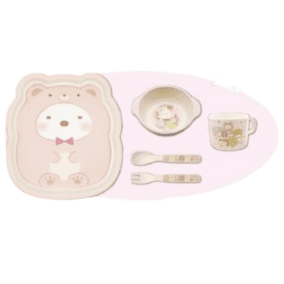 [Get with charge] [Polar Bear] Sumikkogurashi Bear Cafe at Home Die-Cut Bamboo Fiber Tableware Set *Box damaged